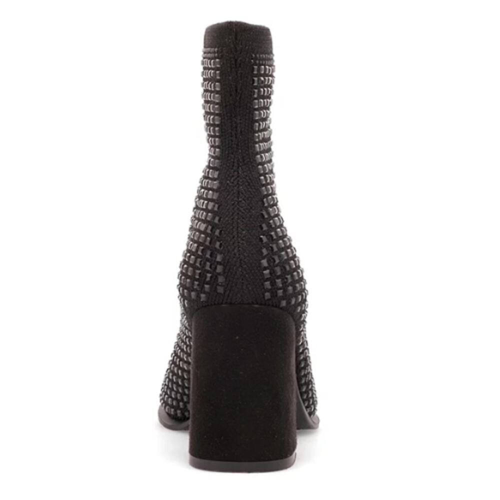 MIA Shoes Piana Block-Heel Rhinestone Knit Booties in Black NEW Size 6.5 - Picture 3 of 8